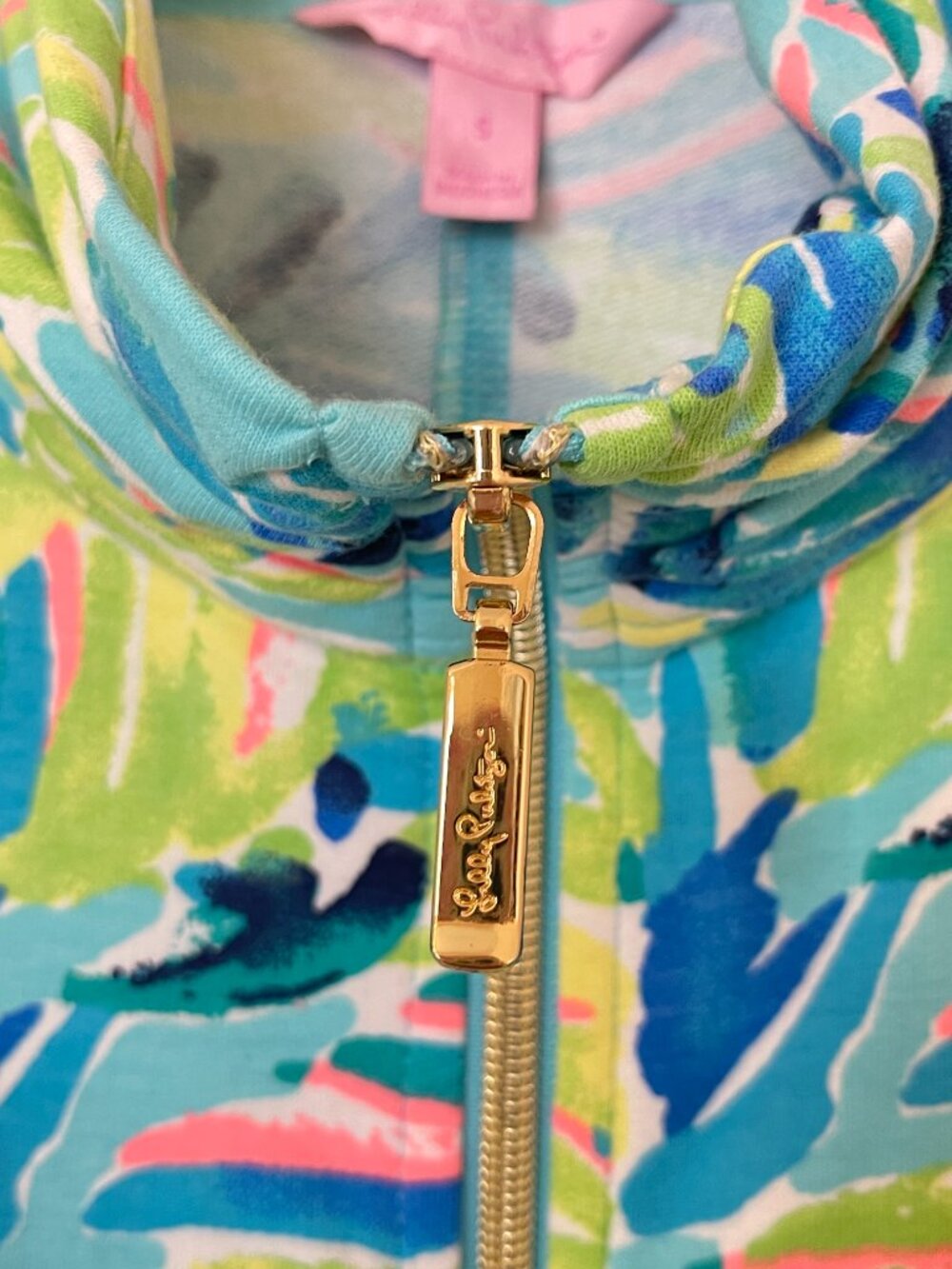 New Lilly Pulitzer Jacket Dee Dee Serenity Green Blue Leaf Small - Picture 2 of 7